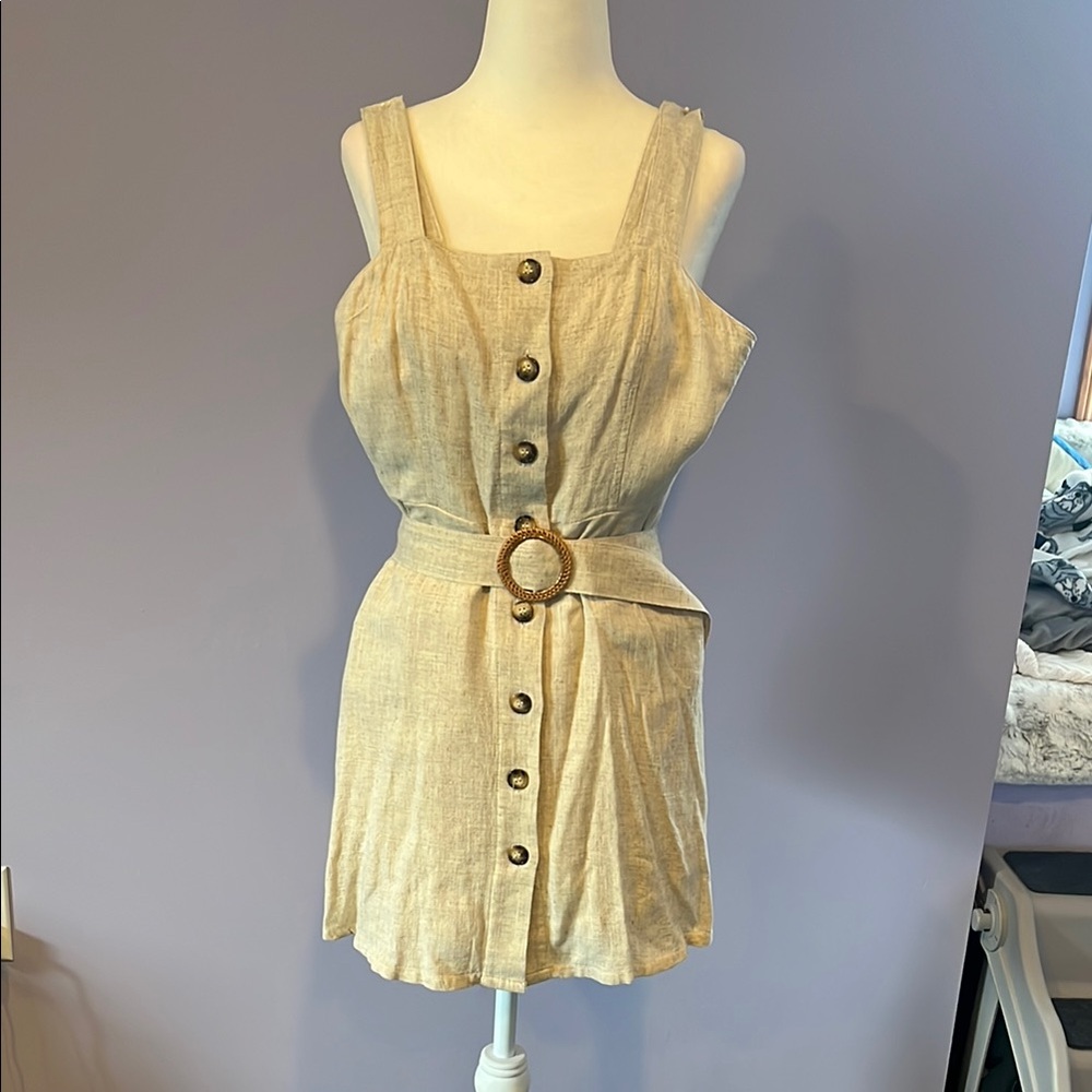 Altar'd State Cream Sleeveless Mini Sundress